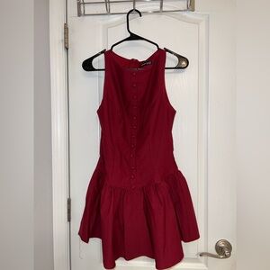 Shein Red Sleeveless Button-Front Dress